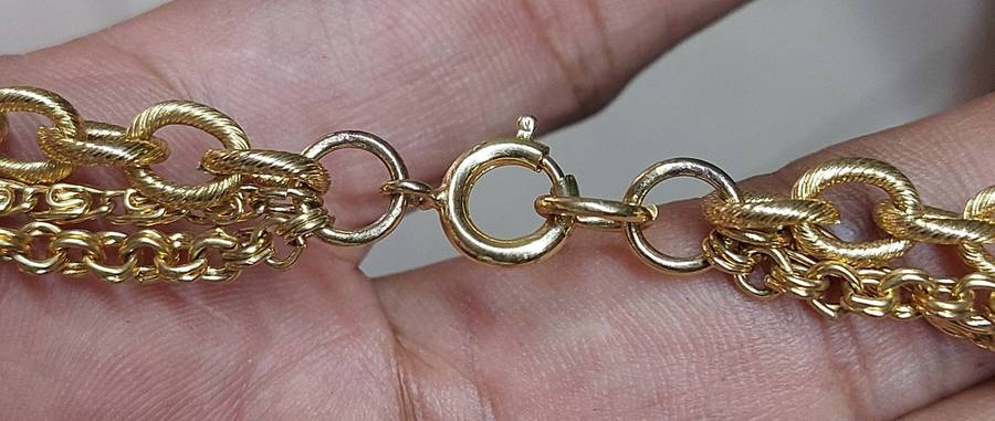 90cm Vintage 3 chain necklace made in austria heavy