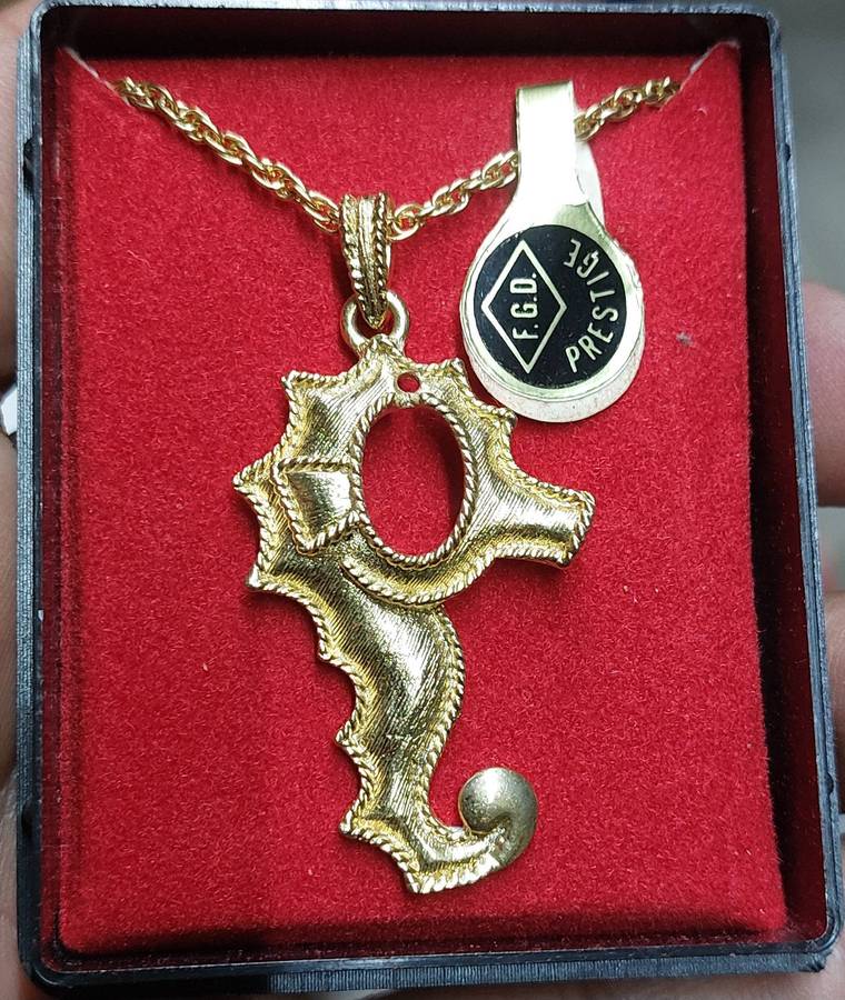 Vintage seahorse pendant and chain never used