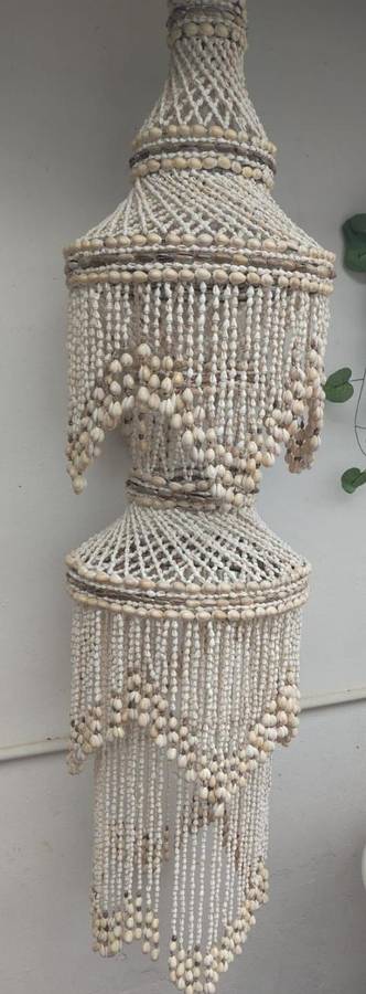 Large sea shell puka Macrame chandelier/or lights
