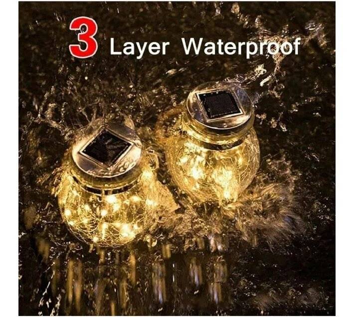 Solar Cracked Glass Hanging Lanterns with Handles  Set of 2