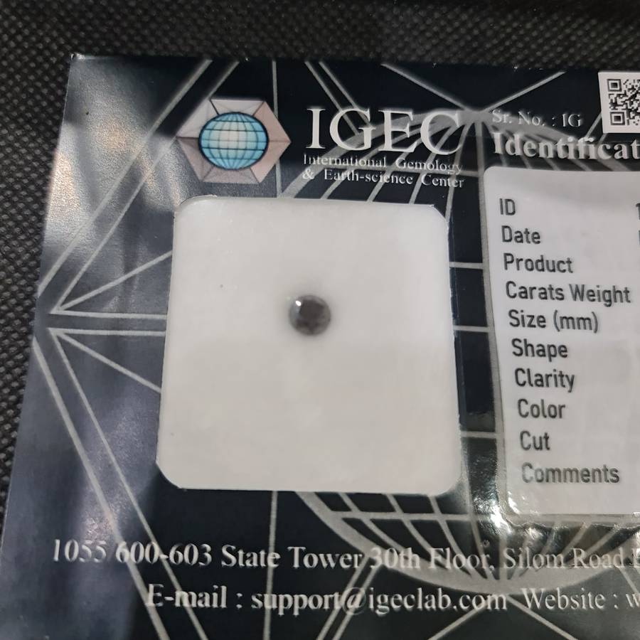 IGEC CERTIFIED 1.07 CARAT BLACK DIAMOND