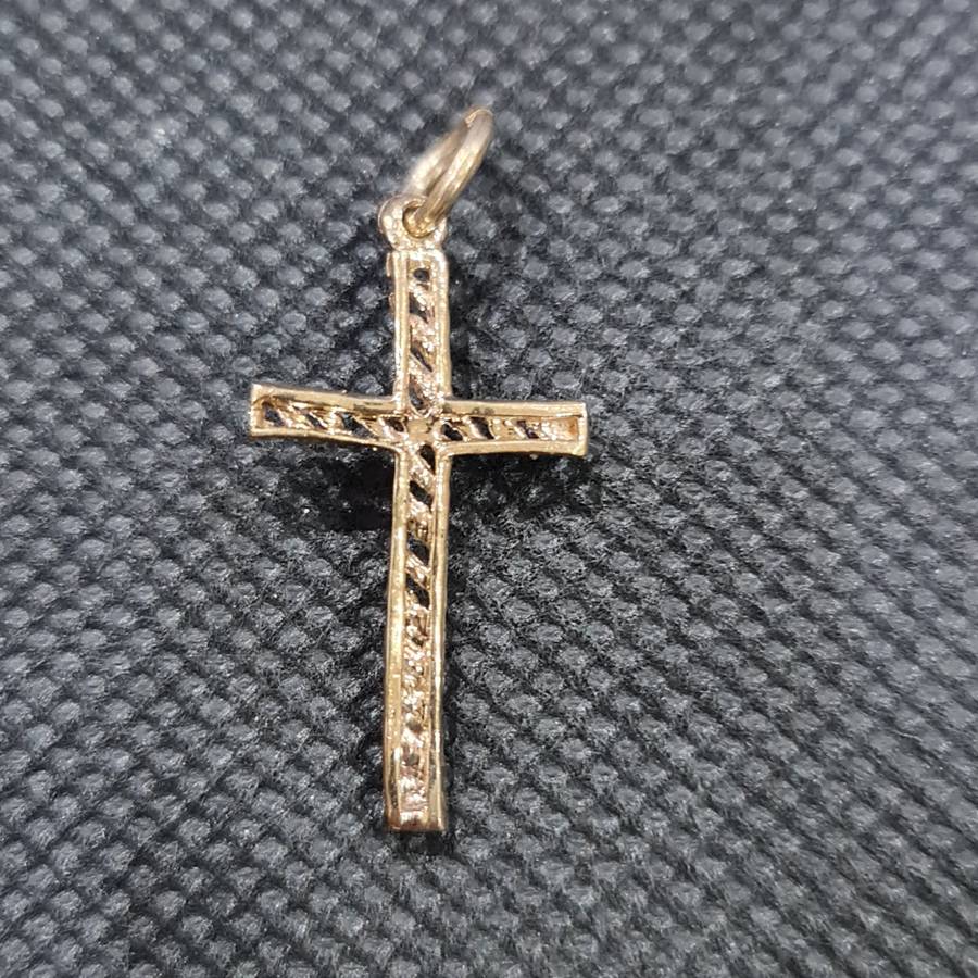 9CT YELLOW GOLD CROSS WITH CZ STONE