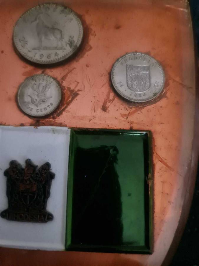 WALL PLAQUE WITH RODESIAN COINS