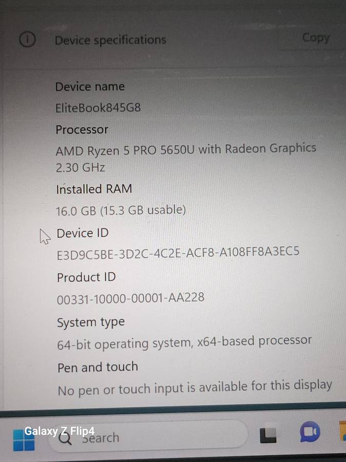 HP ELITEBOOK 845 G8 RYZEN 5 512NVME 16GIG RAM