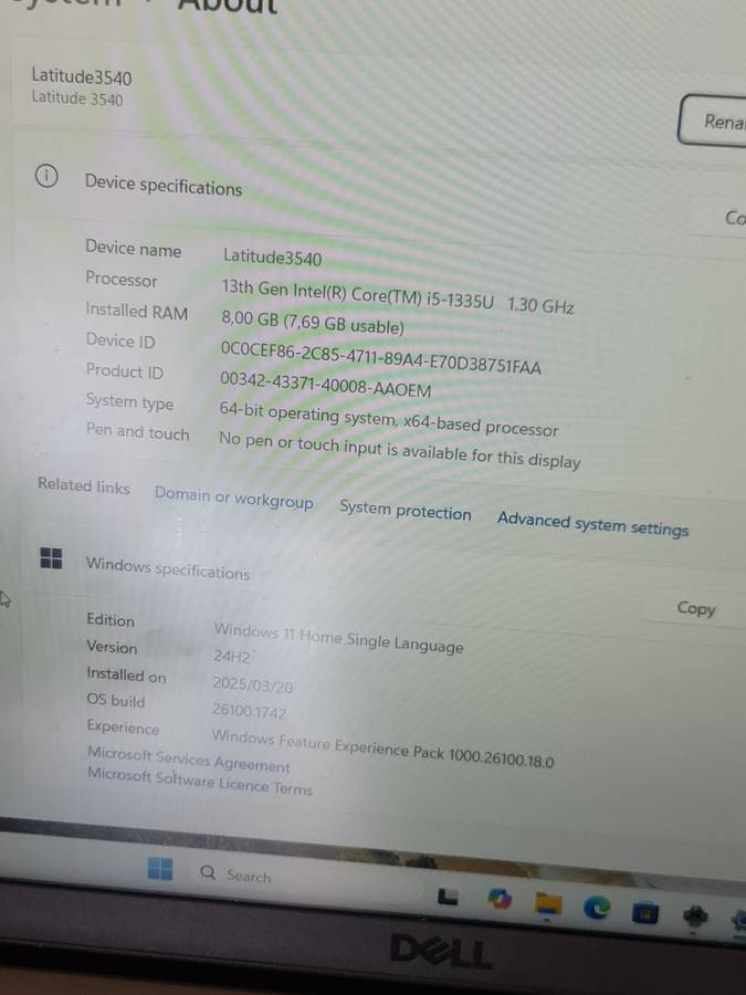 Dell Latitude 3540 Notebook PC  Core i5-1335U / 15.6 FHD / 8GB RAM / 256GB SSD / Win 11 Pro / Grey