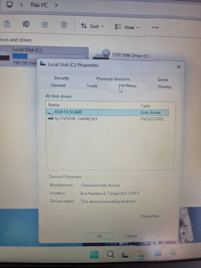 HP250G6 CORE I5 7TH GEN 256GIG SSD 4GIG RAM WINDOWS 11_24H2