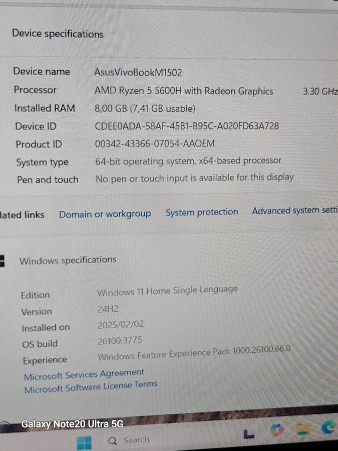 ASUS VIVOBOOK M1502 AMD RYZEN 5 RADEON GRAPHICS 512 NVME 8GIG RAM WINDOWS 11