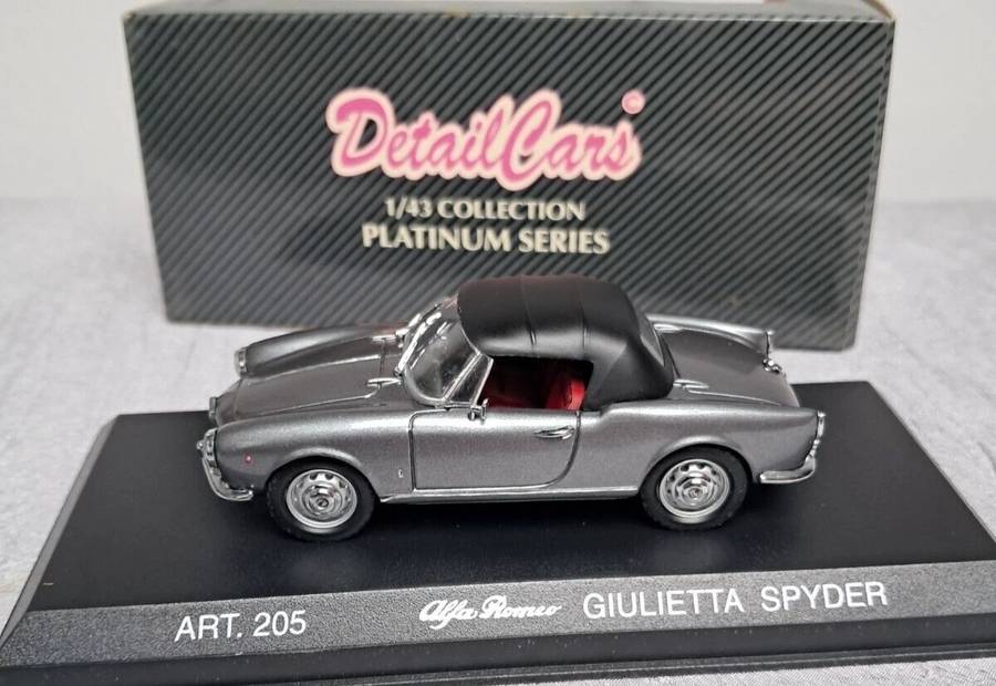 Alfa Romeo 1958 Giulietta Spyder W.Soft Top Detail Cars DarkGray 1-43 Boxed