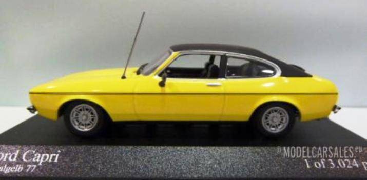 Ford Capri 1977 MiniChamps 1-43 Yellow Black Roof Boxed