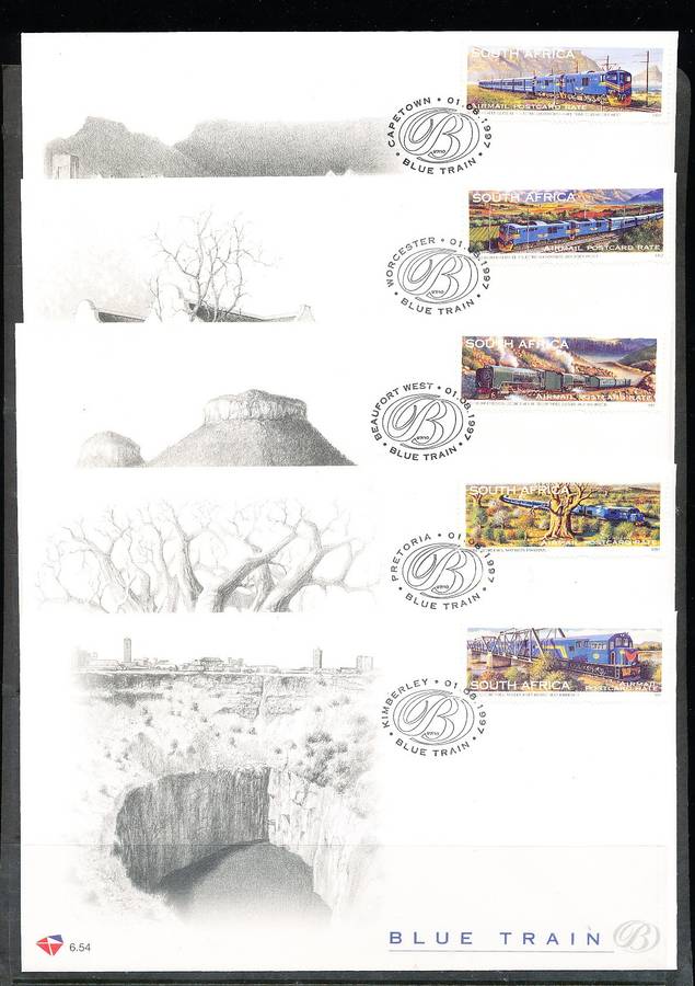 RSA -  1997  -    Blue Train  SET OF 5  F/D  COVERS - FINE  ITEMS