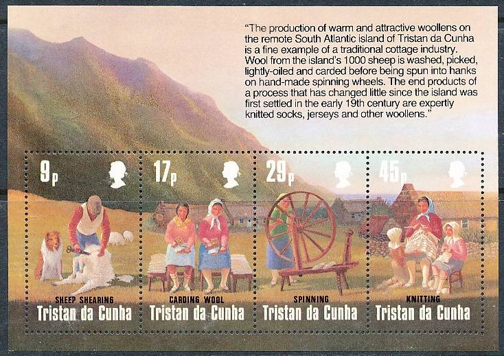 TRISTAN da CUNHA  - 1984   Woolens Industry  SHEET  -  FINE  MINT