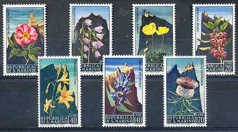 SAN MARINO  1967  -  Flowers   FULL SET     - FINE  MINT