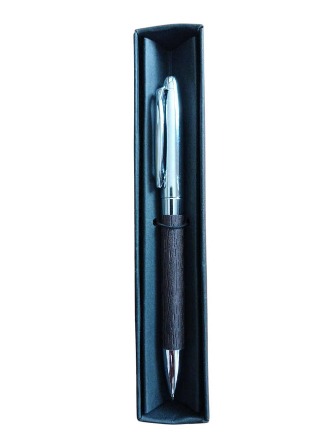 Dark Brown and Silver Metal Ballpoint Pen