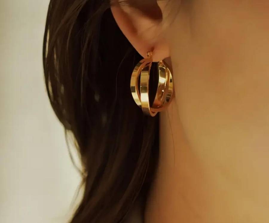 Elegant Cross & Circle Design Earrings Gold Plated
