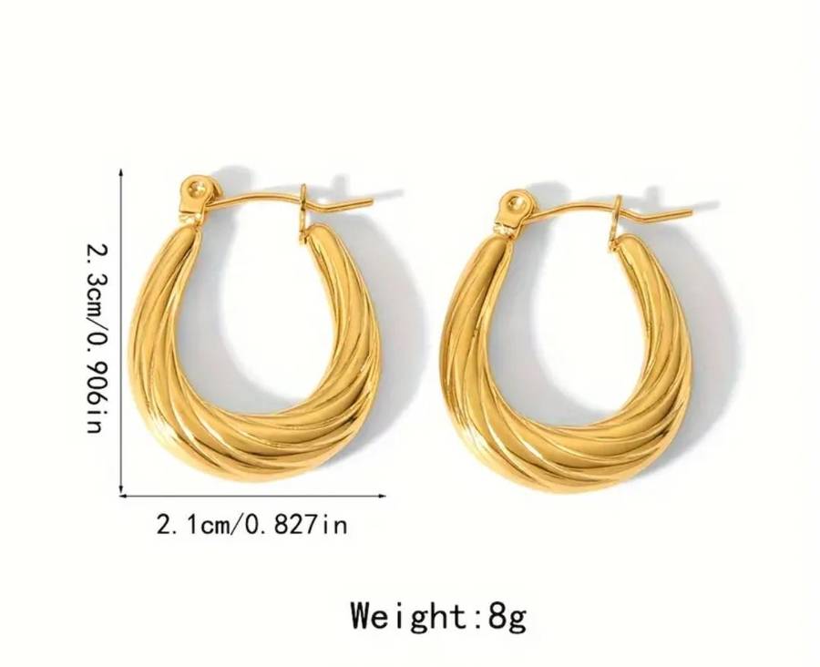 Gold Plated Stainless Steel Retro Geometric Twist Hoop