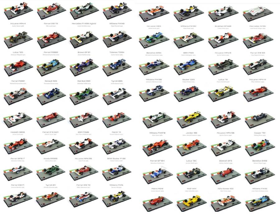 Panini Formula One F1 - The Car Collection 60 Models 1:43  Scale