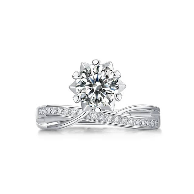 Unique Sterling Silver Moissanite Ring with Certificate of Authenticity