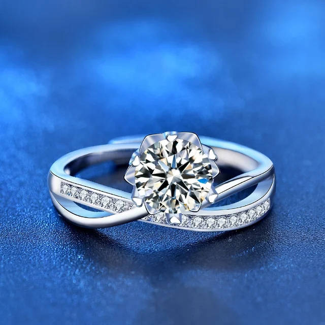 Unique Sterling Silver Moissanite Ring with Certificate of Authenticity