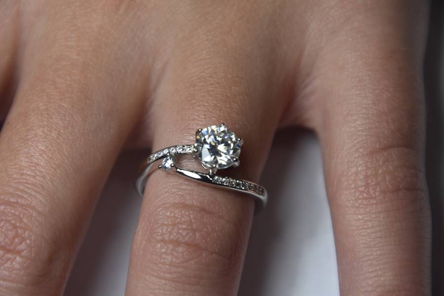 Unique Ring, Moissanite Ring, Sterling Silver Ring with Certificate of Authenticity
