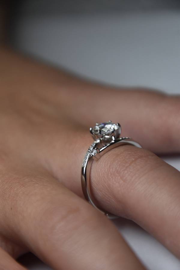 Unique Ring, Moissanite Ring, Sterling Silver Ring with Certificate of Authenticity