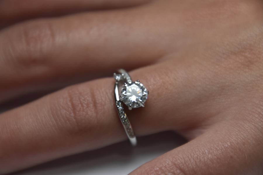 Unique Ring, Moissanite Ring, Sterling Silver Ring with Certificate of Authenticity