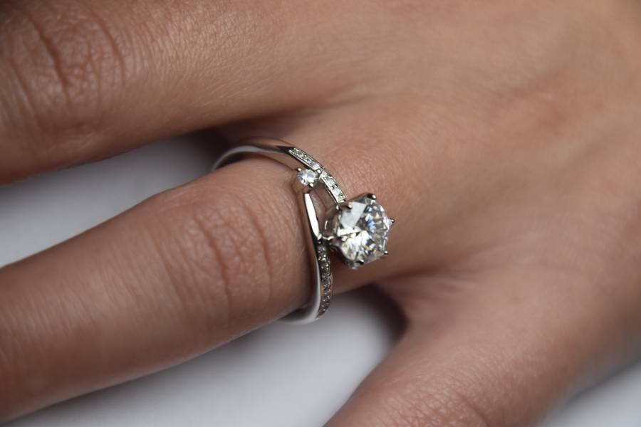 Unique Ring, Moissanite Ring, Sterling Silver Ring with Certificate of Authenticity