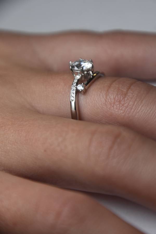 Unique Ring, Moissanite Ring, Sterling Silver Ring with Certificate of Authenticity