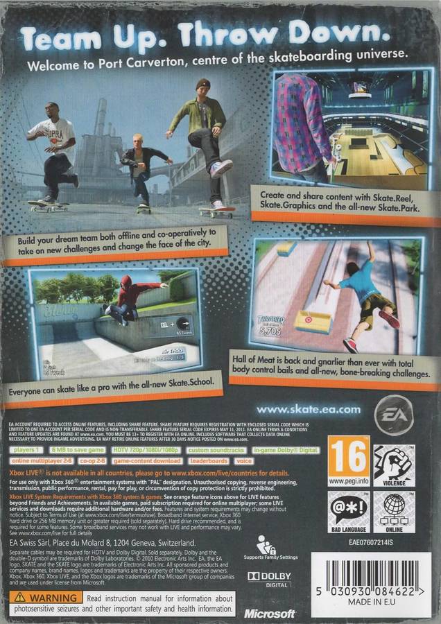 Xbox 360 Skate 3 Game