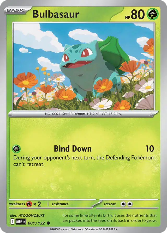 Pokemon Card - Bulbasaur 001/132 - Common - Mega Evolution - NM