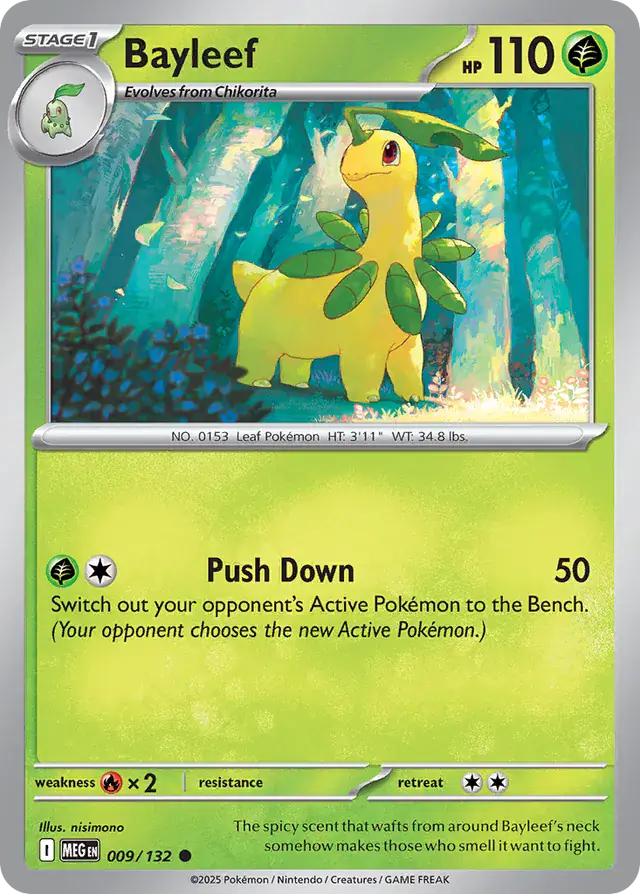 Pokemon Card - Bayleef 009/132 - Common - Mega Evolution - NM