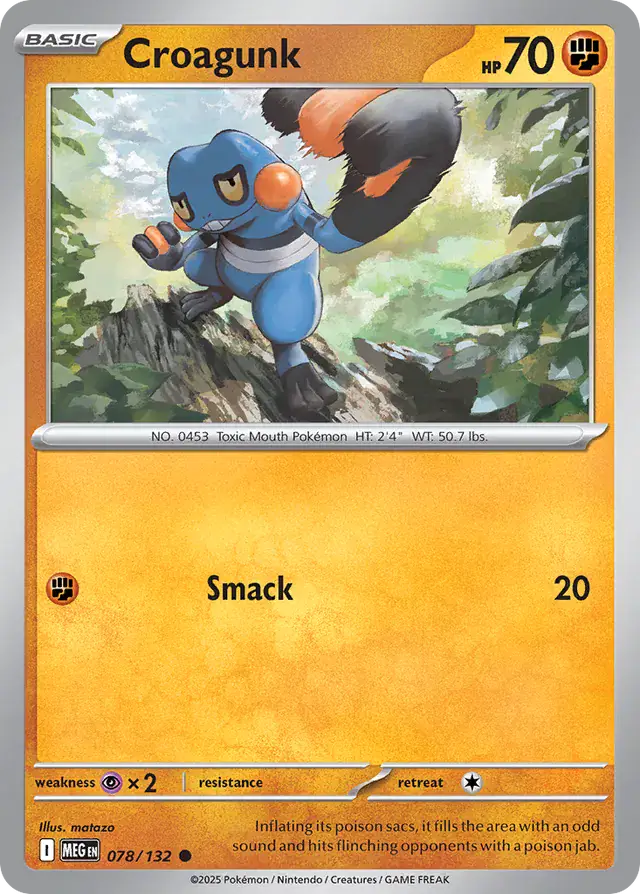 Pokemon Card - Croagunk 078/132 - Common - Mega Evolution - NM