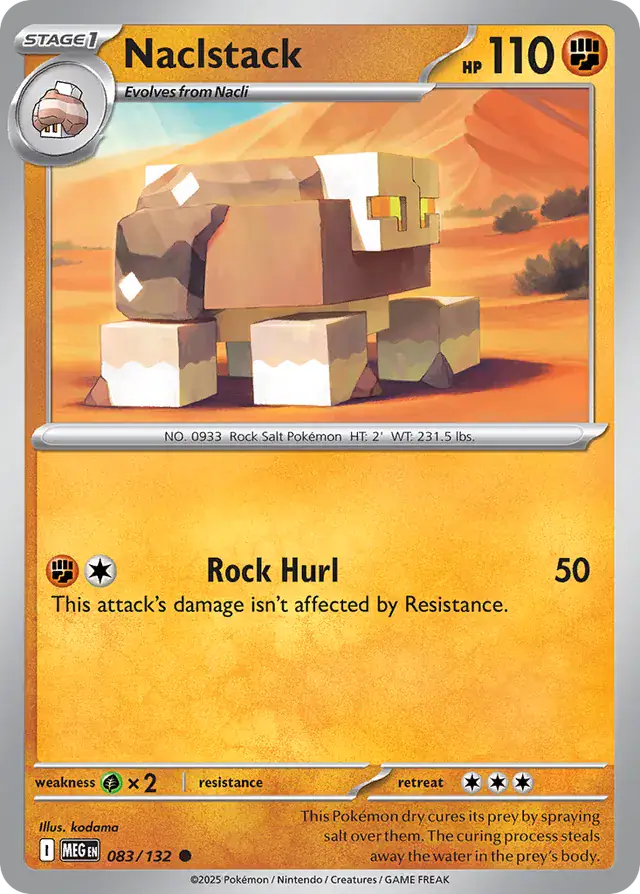 Pokemon Card - Naclstack 083/132 - Common - Mega Evolution - NM