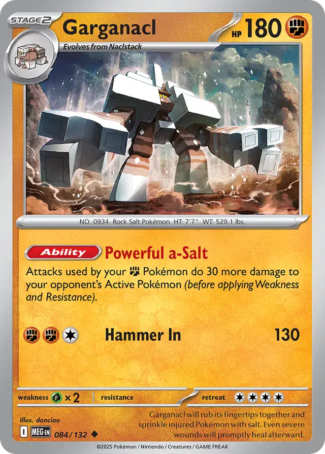Pokemon Card - Garganacl 084/132 - Uncommon - Mega Evolution - NM