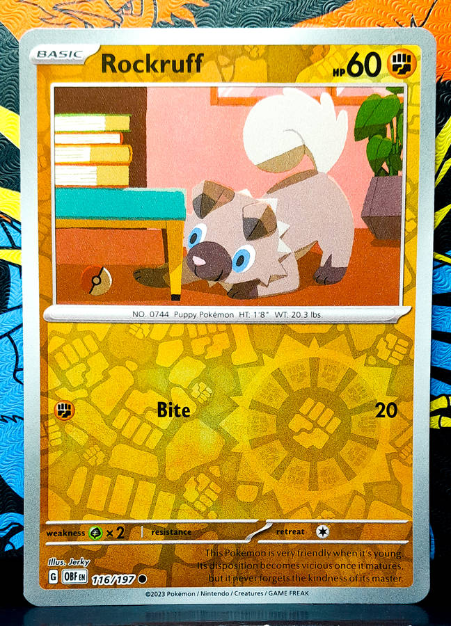 Pokemon Cards - Rockruff 116/197 - Reverse Holofoil - Obsidian Flames