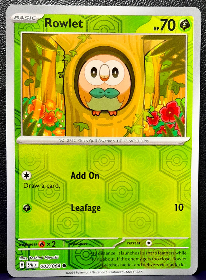 Pokemon Card - Rowlet 003/064 - Reverse Holofoil - Shrouded Fable NM