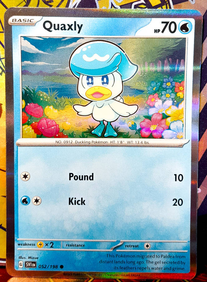Pokemon Cards - Quaxly 052/198 - Holofoil Rare - Scarlet & Violet Base Set - NM