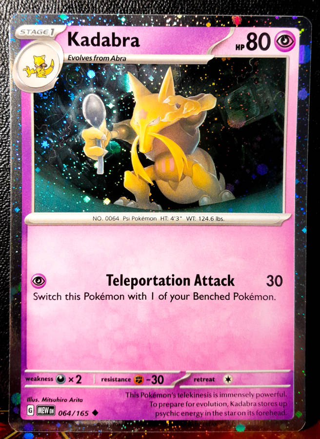 Pokemon Card - Kadabra 064/165 - Cosmo Holofoil Promo- Pokemon 151 - NM