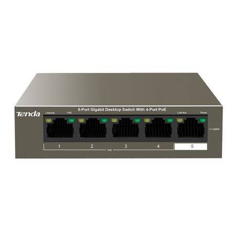 Tenda 5-Port Gigabit Desktop Switch - 4 PoE OUT ports and 1 PoE IN