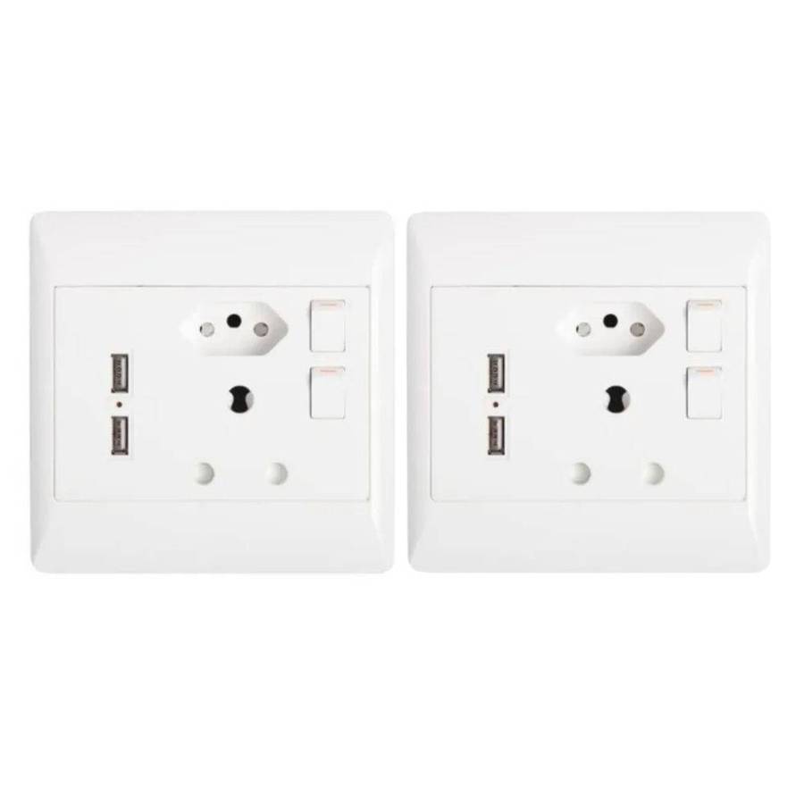 REDISSON 16Amp Wall Socket/Plug with USB ports (2 Pack)