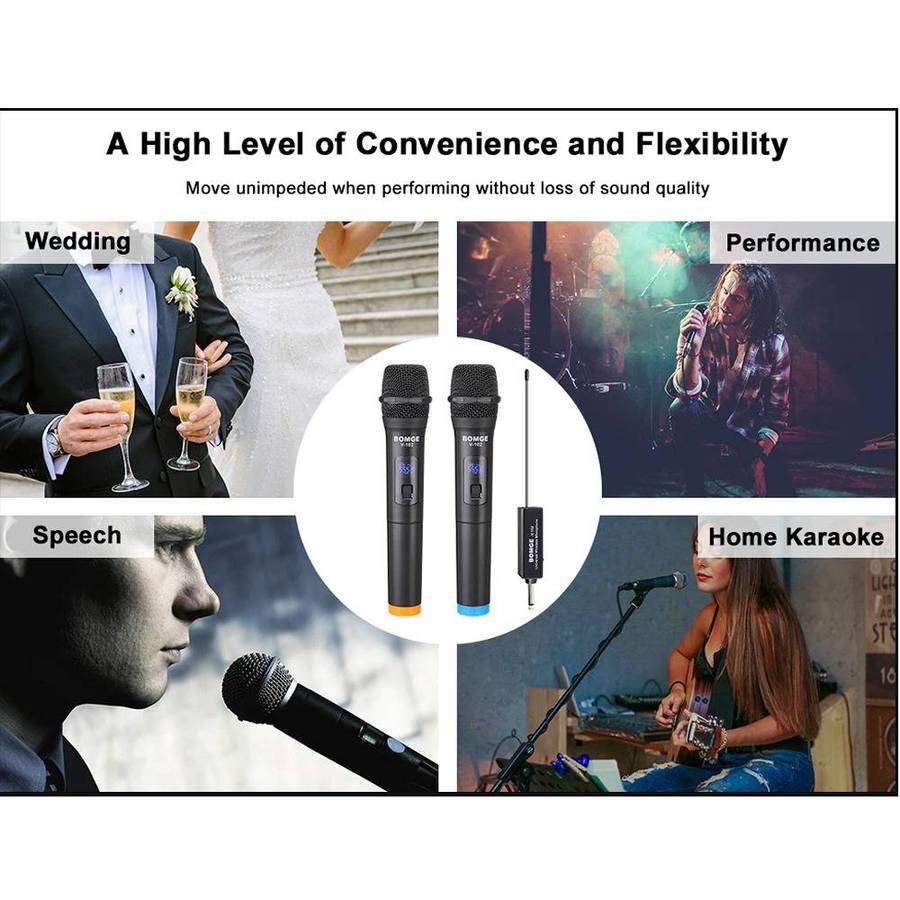 Portable Wireless Microphone Set with Rechargeable Receiver