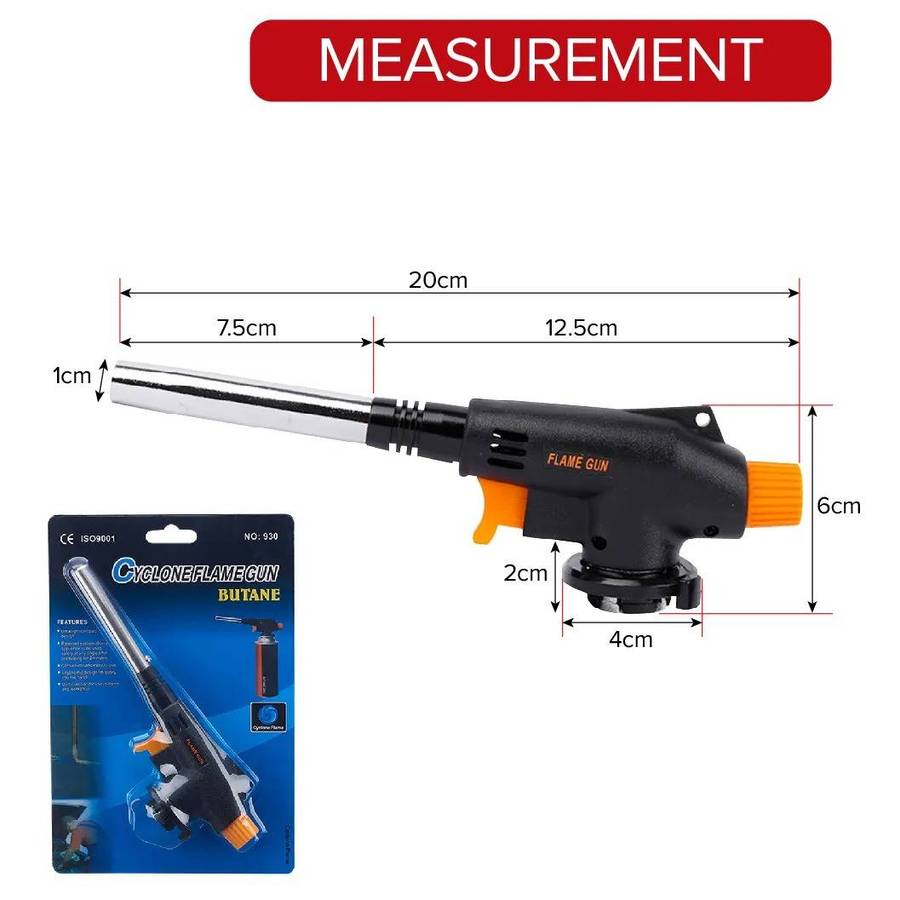 Multi Purpose Flame Gun Torch - Butane Burner Head for Outdoor Cooking BBQ Camping