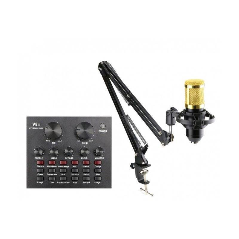 Professional Studio Recording Microphone Kit With V8 Sound Card-MIC8