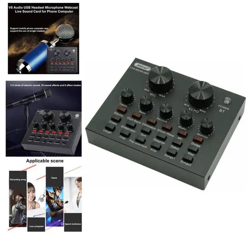 Live Sound Card - Live Stream or Karaoke Audio Interface 12 sound effects, and 10 effect modes