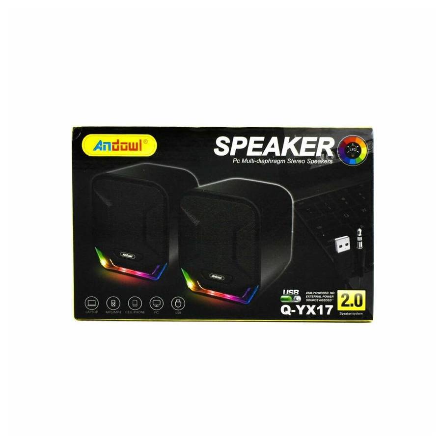 MINI SPEAKERS COMPUTER SPEAKERS 3W WIRED WITH RGB LED LIGHT Q-YX17 USB JACK