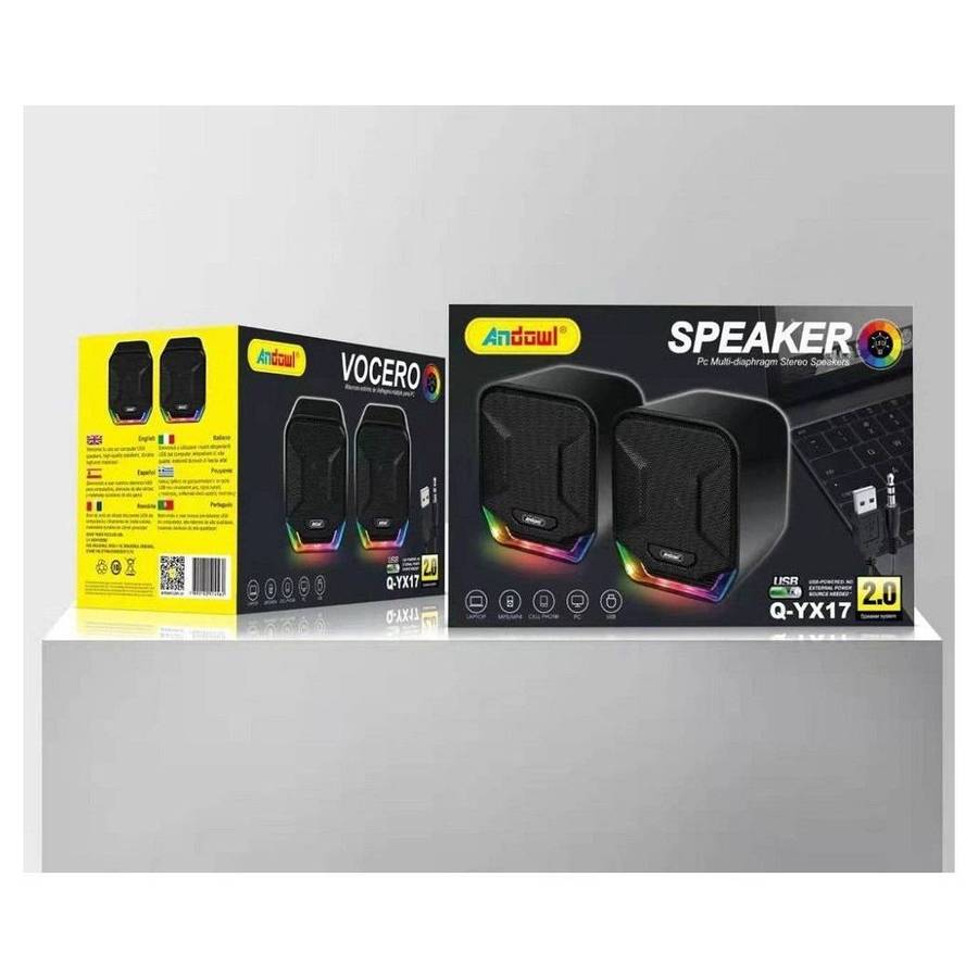 MINI SPEAKERS COMPUTER SPEAKERS 3W WIRED WITH RGB LED LIGHT Q-YX17 USB JACK