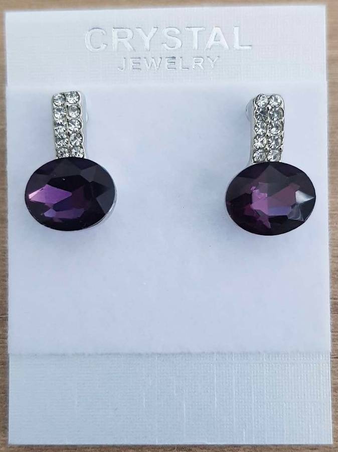 Purple Austrain crystal  Necklace & Earrings Jewelry Set