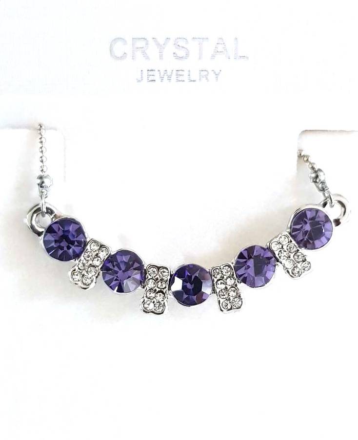 Purple Austrain crystal  Necklace & Earrings Jewelry Set