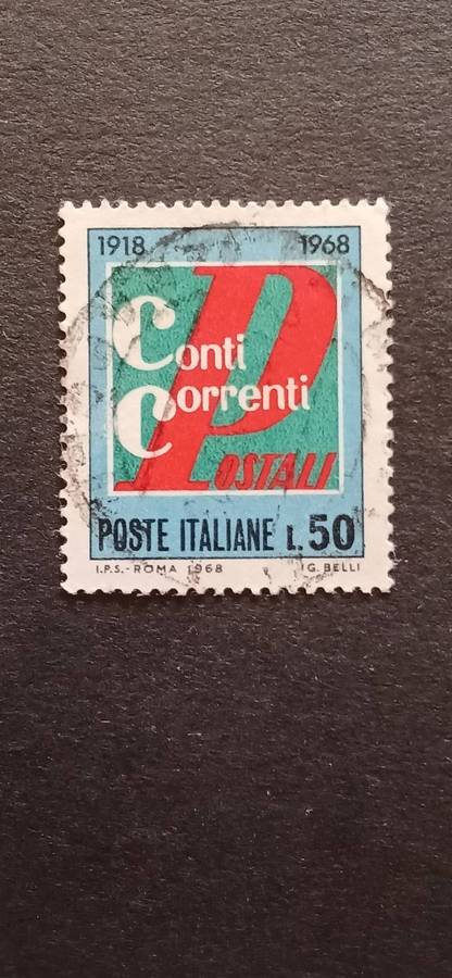 ITALY 1968 THE 50TH ANN. OF THE POSTAL CHECKING SERVICE
