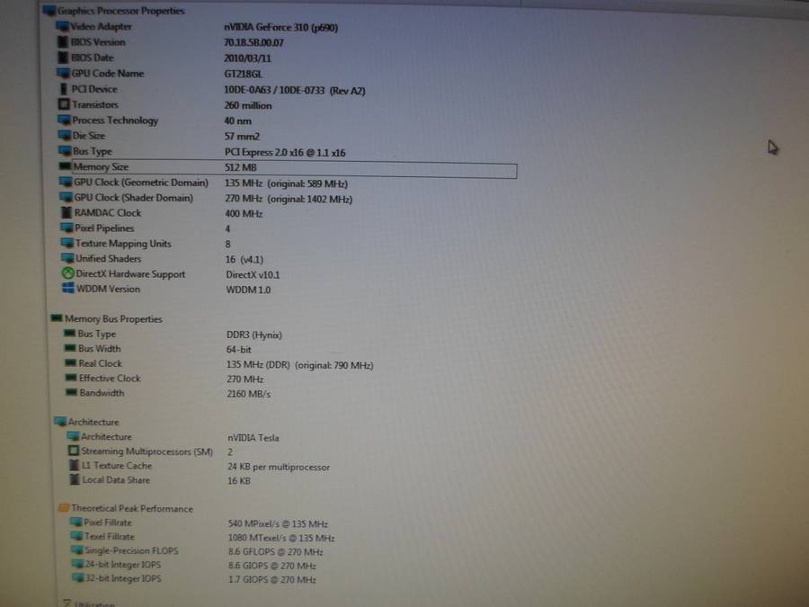 Nvidia Geforce 310 512MB