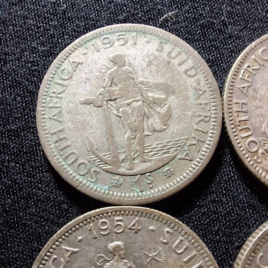 1951 to 1958 - South Africa 1 Shilling Coins